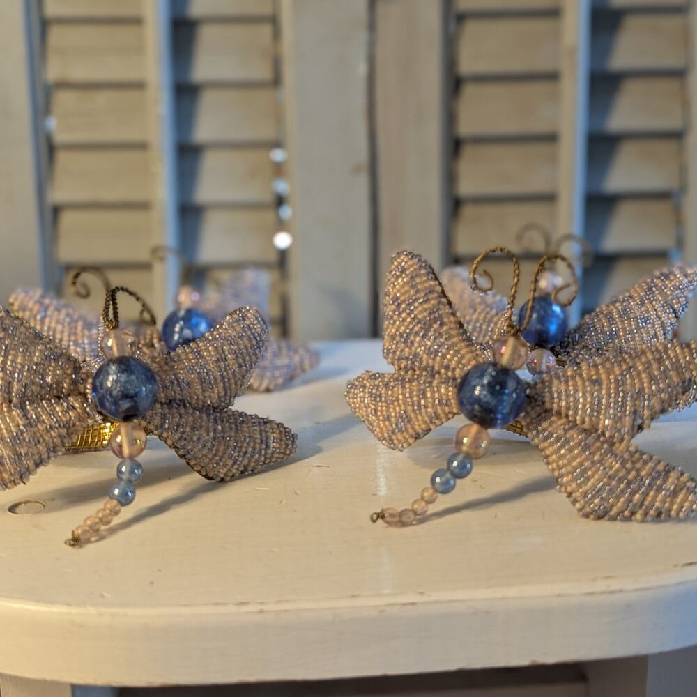 Handcrafted beaded dragonfly napkin holders (4)
